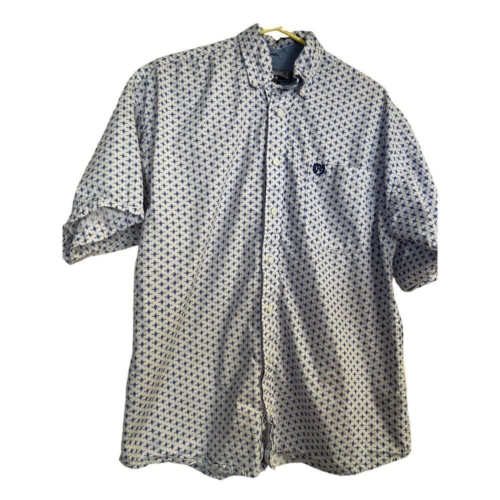 Panhandle Mens Purple & White Collared Short Sleeve Button-Down Shirt Size M